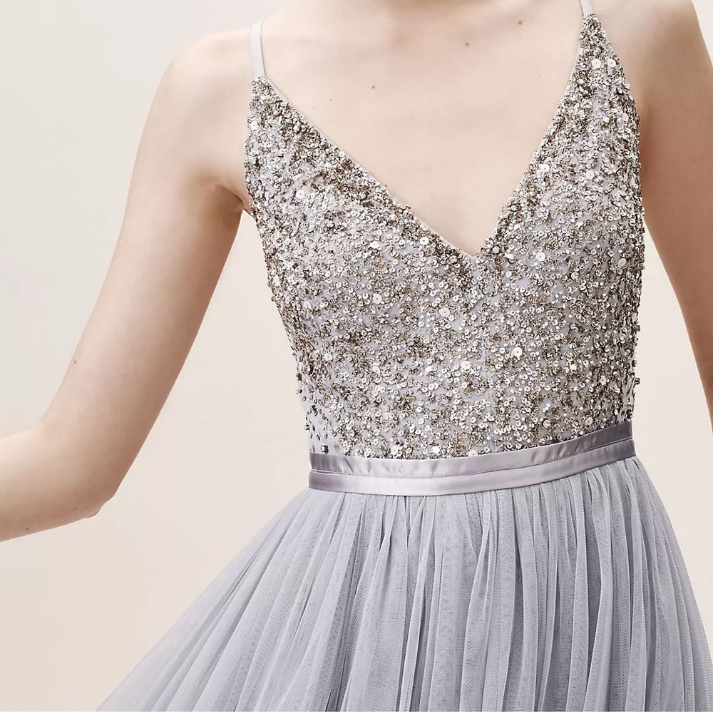 BHLDN Avery NWT Silver Sequin Dress
